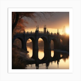 Gothic Bridge at sunset Art Print