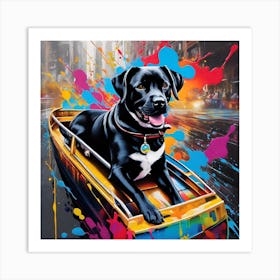 Dog In A Boat Art Print