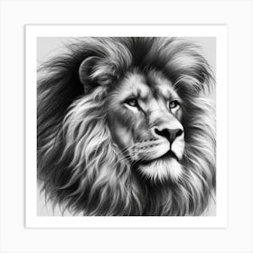 Lion Drawing in charcoal Art Print