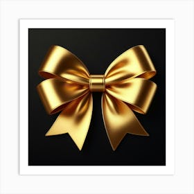 Gold Bow On Black Background 4 Art Print