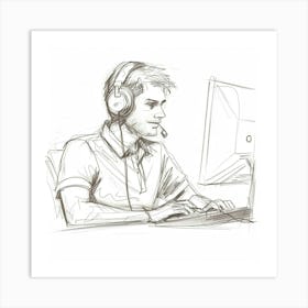 Man Playing Video Games Art Print