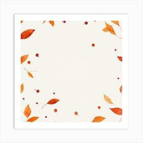 Autumn Artwork Showcasing Minimalist Design Featuring An Inventive Spread Of Leaves And Berries Sca (1) Art Print