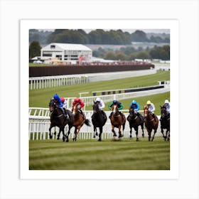 Horse Racing At A Racecourse Art Print