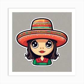 Mexican Girl In Sombrena Art Print