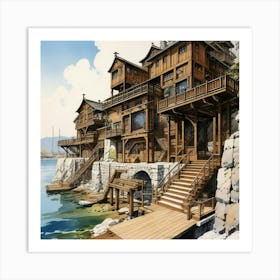 Wooden palace by the sea 1 Art Print