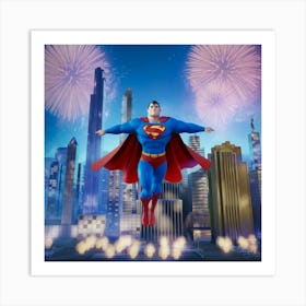 A 3d Render Of Superman Flying Over A Ci Bmwo6h03s0oab9e1vf0bpq Zxhdihwtsu P2tzkrc0lug Art Print