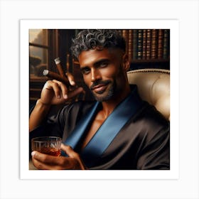 Portrait Of A Man With A Cigar-11 Art Print