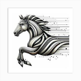 Horse Run Abstract Illustration Art Print