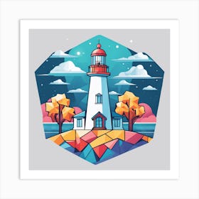 Low Poly Lighthouse (1) Art Print