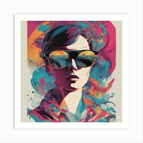 New Poster For Ray Ban Speed, In The Style Of Psychedelic Figuration, Eiko Ojala, Ian Davenport, Sci (11) 1 Art Print