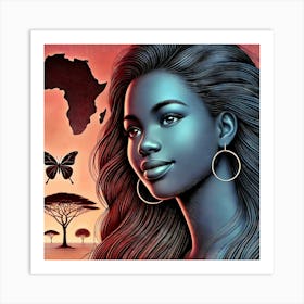 African Woman Creative Portrait Art Print