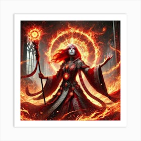 Priestess Kaida Crimson Flame 1 Art Print