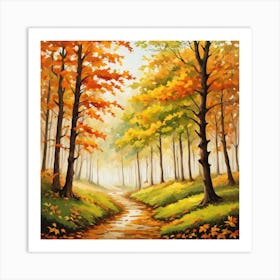 Forest In Autumn In Minimalist Style Square Composition 330 Art Print