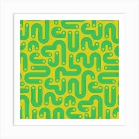 JELLY BEANS Squiggly New Wave Postmodern Abstract 1980s Geometric with Dots in Kelly Green on Lime Green Art Print