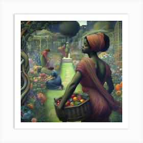 Woman In The Garden 3 Art Print