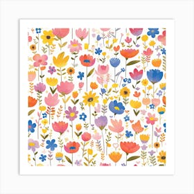 Watercolor Floral Pattern Art Print