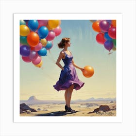 Girl With Balloons Art Print