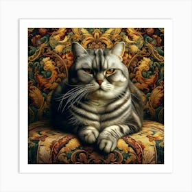 Cat Sitting On A Chair Art Print