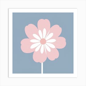 A White And Pink Flower In Minimalist Style Square Composition 441 Art Print