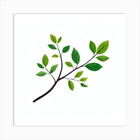 Branch Of Green Leaves Art Print