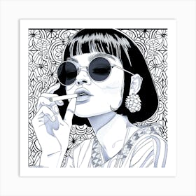 Sexy Girl Smoking Art Print