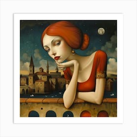 Girl In Red Art Print