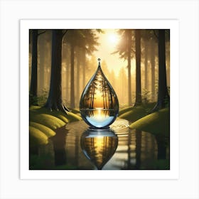 Water Drop In The Forest 1 Art Print