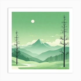 Misty mountains background in green tone 163 Art Print