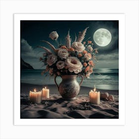 vase on Sand At Night Art Print