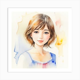 Watercolor Of A Girl Art Print