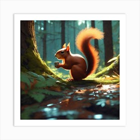 Squirrel In The Forest 422 Art Print