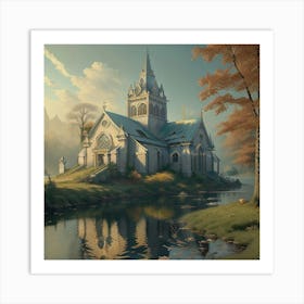 Church At The Lake Art Print