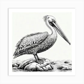 Line Art pelican 2 Art Print