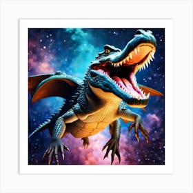 Crocodile In Space Art Print