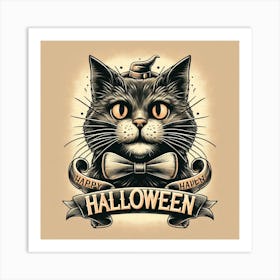 Happy Halloween Cat 2 Art Print