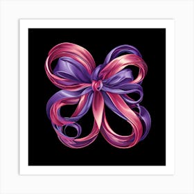 Purple Ribbon Bow Art Print