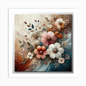 Flowers On Canvas Art Print