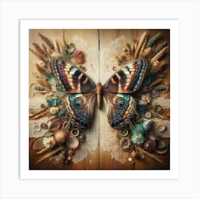 Butterfly On Wood Art Print