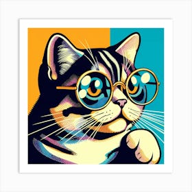 Cat With Glasses Art Print