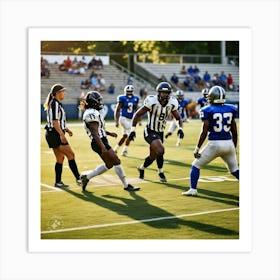 Football Players Running The Ball Art Print