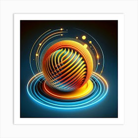 Abstract Neon Sphere Art Print