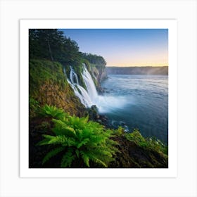 Ferns And Waterfalls Art Print