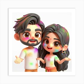 Holi Couple 2 Art Print