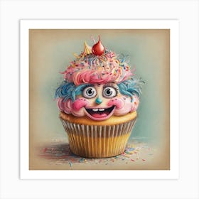 Clown Cupcake Art Print