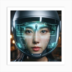 Futuristic Woman In Helmet 3 Art Print