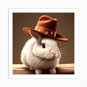 Rabbit In A Cowboy Hat Art Print