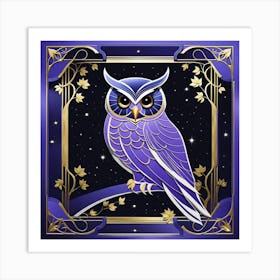 Owl on a branch Art Print