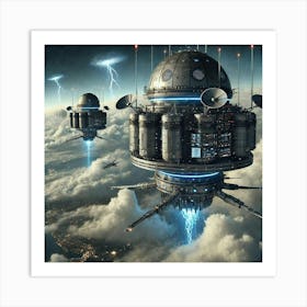 A Futuristic Scene Of The Weather Control Stations Art Print