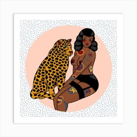 Maria And The Leopard Art Print