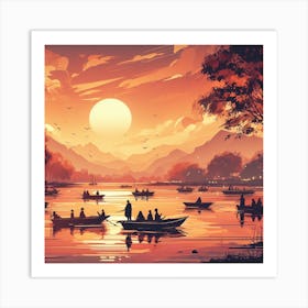 Sunset On The Lake Art Print